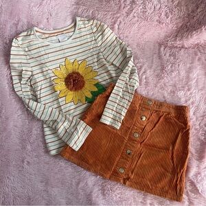 🎀5/$25🎀 shabby chic sunflower corduroy girls medium 2 piece set fall nwot